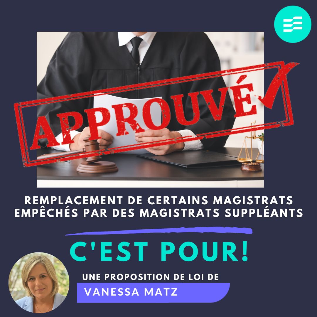 Notre proposition de loi portant sur le remplacement des magistrats empêchés approuvée!